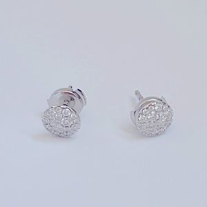 Tiffany & Co 18k White Gold Round Pavé Stud Earrings